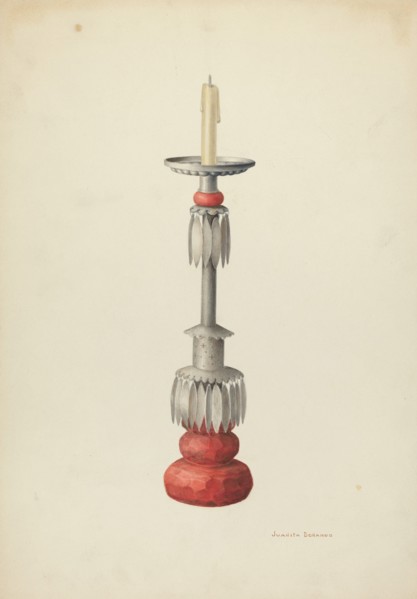 Candlestick (One of a Pair), c. 1941. Creator: Juanita Donahoo.