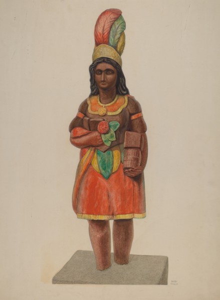 Cigar Store Indian, c. 1936. Creator: Bisby Finley.