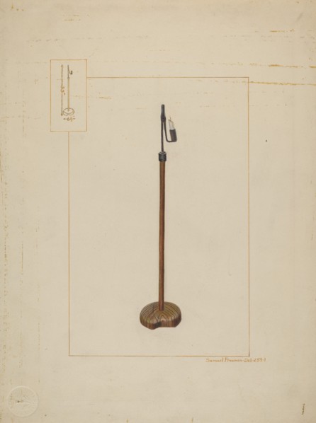 Combination Rush & Candle Stand, c. 1938. Creator: Samuel Fineman.