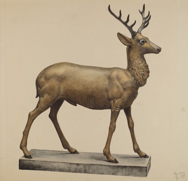 Deer Lawn Figure, c. 1940. Creator: Elisabeth Fulda.