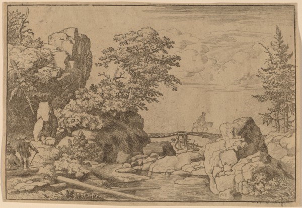 Horseman on a Bridge, probably c. 1645/1656. Creator: Allart van Everdingen.