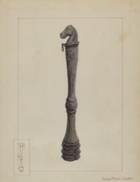 Iron Hitching Post, c. 1937. Creator: Samuel Fineman.