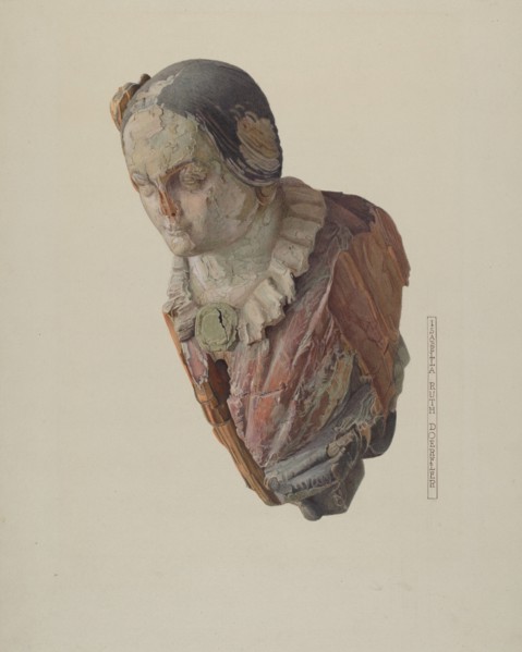 Jenny Lind Figurehead, c. 1938. Creator: Isabella Ruth Doerfler.