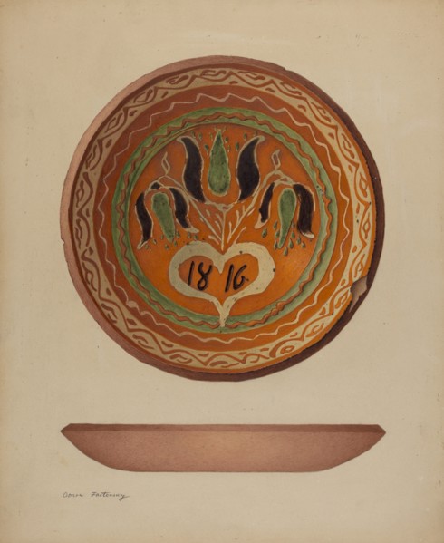 Pa. German Scraffito Plate, c. 1941. Creator: Aaron Fastovsky.