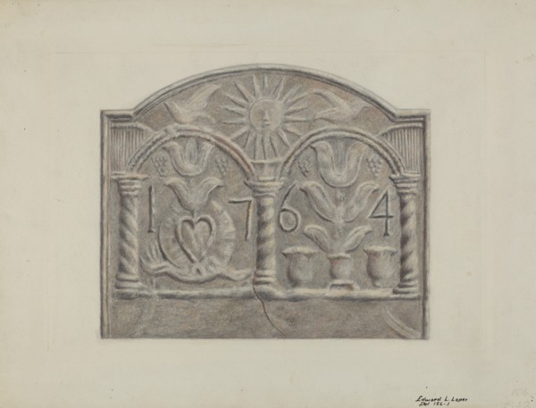 Pa. German Stove Plate, c. 1936. Creator: Edward L Loper.