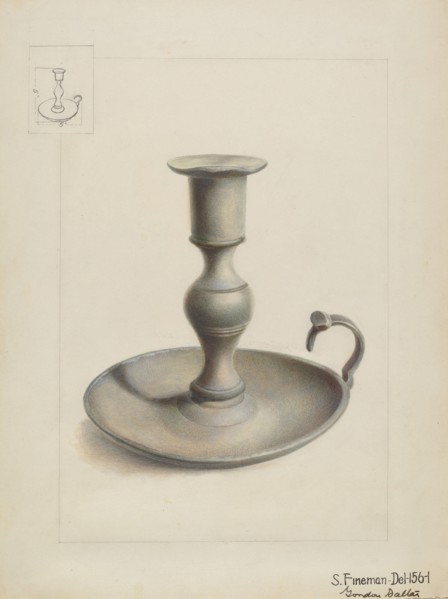 Pewter Candle Holder, c. 1936. Creator: Samuel Fineman.