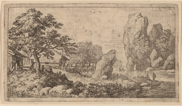 Pointed Boulder at the Bank of a River, probably c. 1645/1656. Creator: Allart van Everdingen.