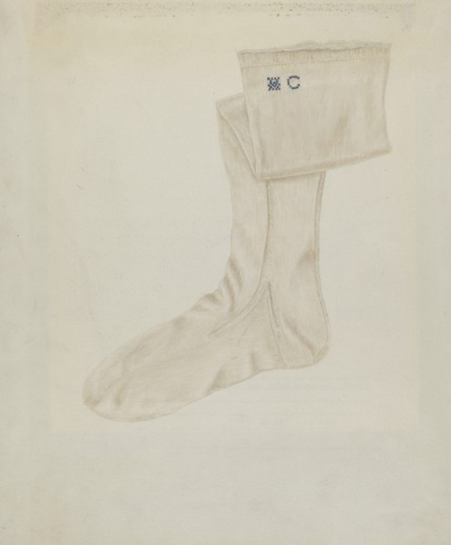 Shaker Woman's Stocking, c. 1936. Creator: Betty Fuerst.