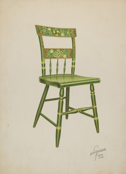 Stencilled Chair - One of Set of Six, 1938. Creator: Lawrence Flynn.