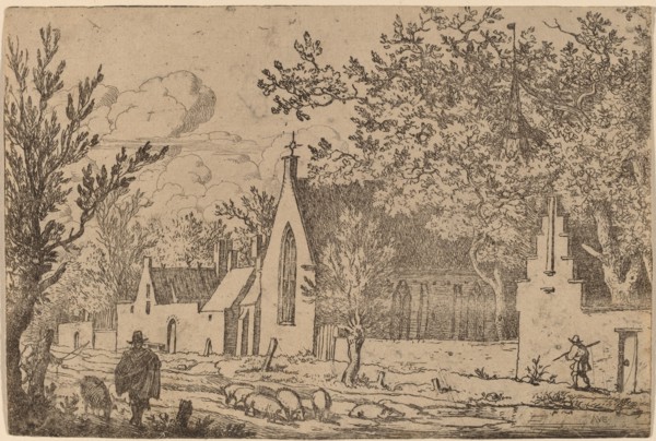 Swine Herd near a Chapel, probably c. 1645/1656. Creator: Allart van Everdingen.