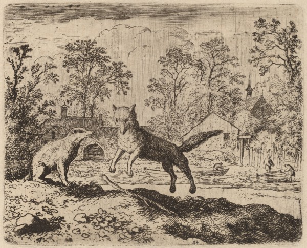 The Badger Imposes a Penance on Reynard, probably c. 1645/1656. Creator: Allart van Everdingen.