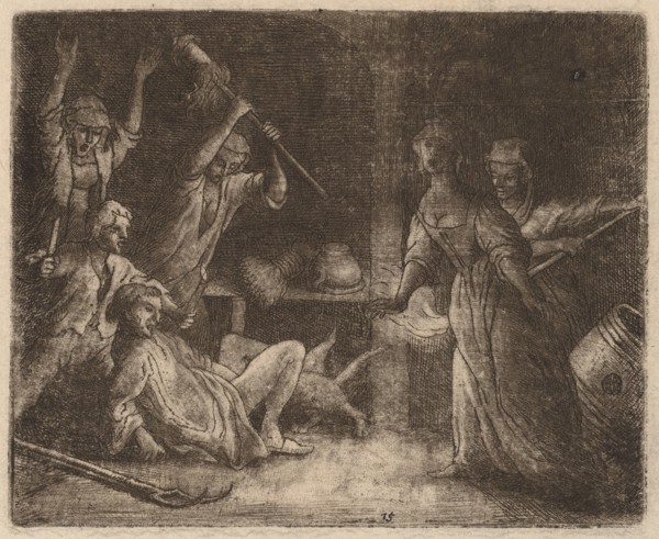 The Cat Trapped and Beaten, probably c. 1645/1656. Creator: Allart van Everdingen.