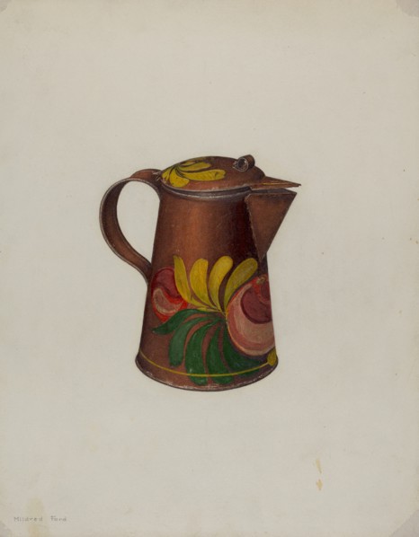 Toleware Syrup Pot, c. 1941. Creator: Mildred Ford.