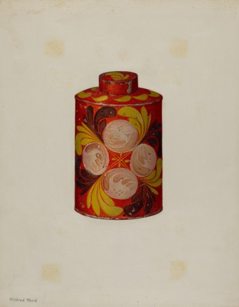 Toleware Tea Caddy, c. 1940. Creator: Mildred Ford.