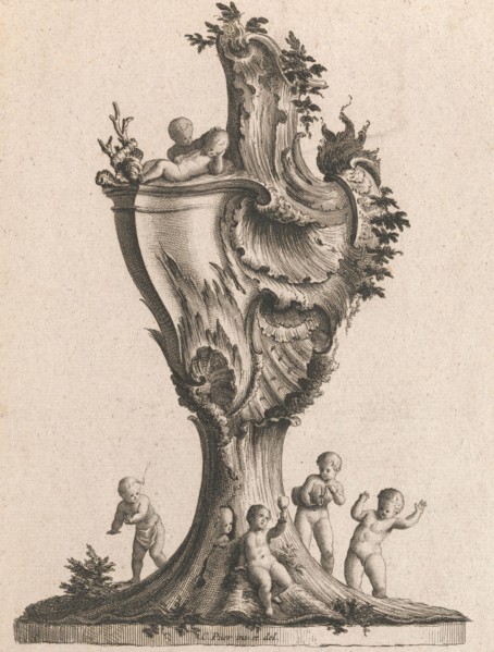 Design for a large Lidded Vase, Plate 1 from: 'Neu inventierte Vasi auf die..., Printed ca. 1750-56. Creator: Jacob Gottlieb Thelot.