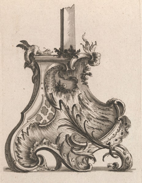 Design for the Base of a Crucifix, Plate 4 from: 'Neü inventierte Crucifix=..., Printed ca. 1750-56. Creator: Jacob Gottlieb Thelot.