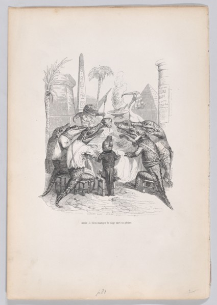 Friends, the wise one places his glory in eating well from Scenes from the Private ..., ca. 1837-47. Creator: Andrew Best Leloir.