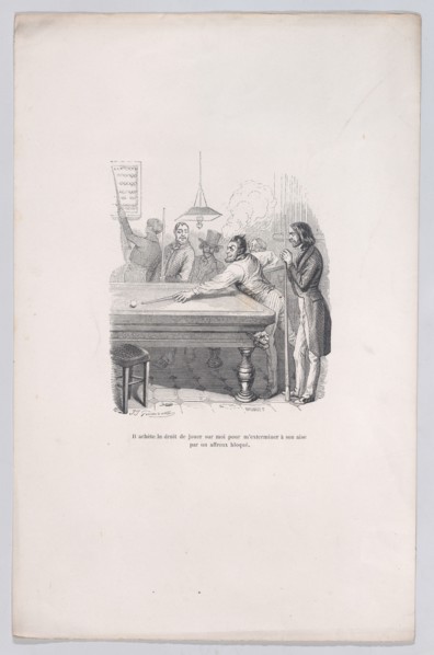 He buys the right to defeat me at his ease with a successful shot. from the Little Miserie..., 1843. Creator: Brugnot.