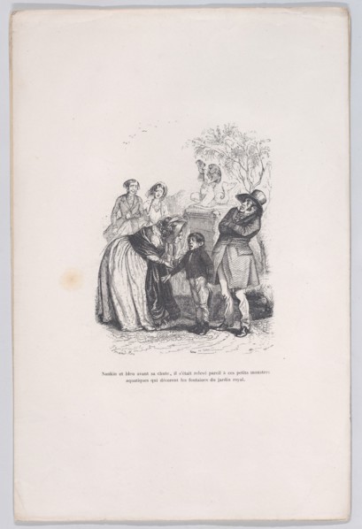 He rose like those small sea monsters that decorate the fountains. from the Little Miserie..., 1843. Creator: Quichon.