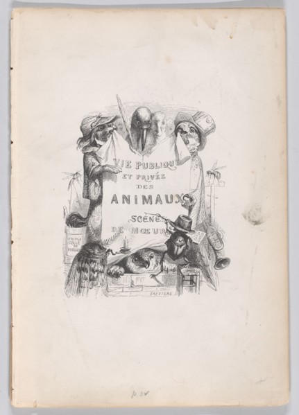 Private and Public Life of Animals; Scenes of Customs, ca. 1837-47. Creator: Louis-Henri Brevière.