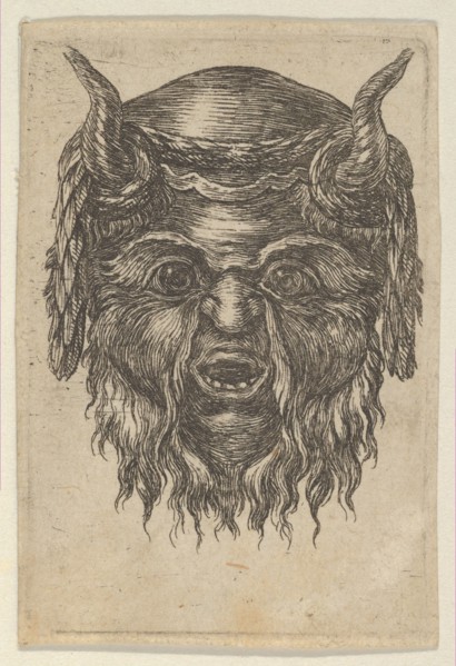 Satyr Mask with a Laurel Wreath Draped Over the Horns, from Divers Masques, ca. 1635-45. Creator: Francois Chauveau.