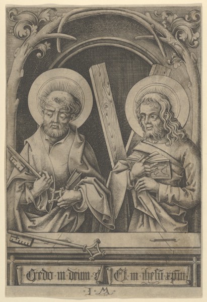 St. Peter and St. Andrew, from The Apostles. Creator: Israhel van Meckenem.
