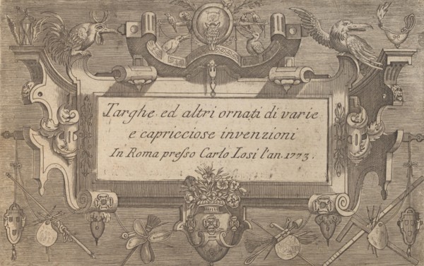 Targhe ed altri ornati di varie e capricciose invenzioni (Cartouches and other ornaments o..., 1773. Creator: Unknown.