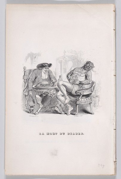 The Death of the Devil from The Complete Works of Béranger, 1836. Creator: John Thompson.
