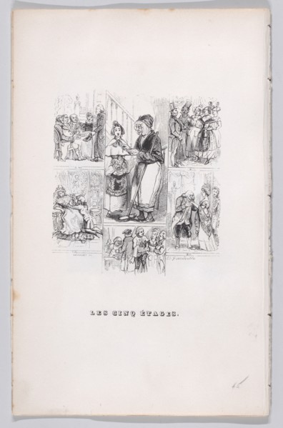 The Five Stages from The Complete Works of Béranger, 1836. Creator: Henry Isidore Chevauchet.