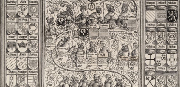 The Middle Portion of the Genealogy of Maximilian, from the Arch of Honor, proof, dated 15..., 1515. Creator: Hans Springinklee.
