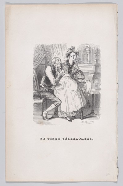 The Old Bachelor from The Complete Works of Béranger, 1836. Creators: Cesar-Auguste Hebert, Louis-Henri Brevière.