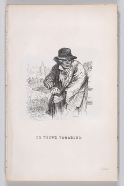 The Old Vagabond from The Complete Works of Béranger, 1836. Creator: Jean Ignace Isidore Gerard.