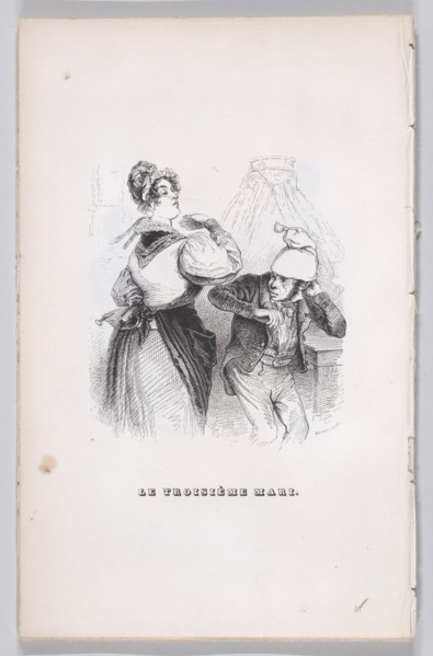 The Third Husband from The Complete Works of Béranger, 1836. Creator: Jean Ignace Isidore Gerard.