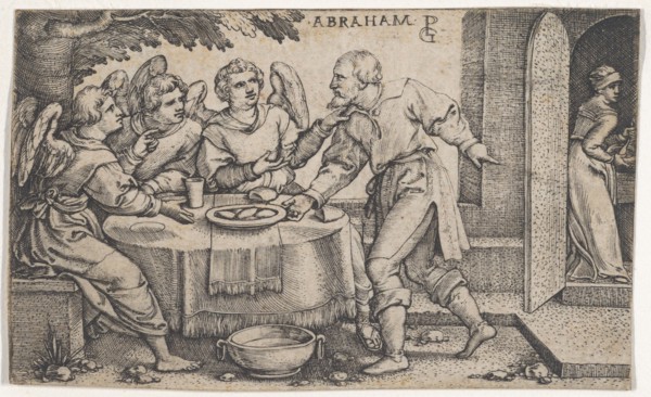 The Three Angels Visiting Abraham, from The Story of Abraham. Creator: Georg Pencz.
