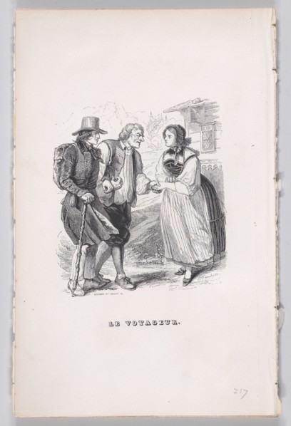 The Traveler from The Complete Works of Béranger, 1836. Creators: Louis-Henri Brevière, Cesar-Auguste Hebert.