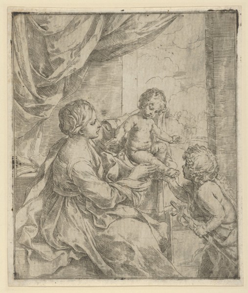 The Virgin and Child at a table with the young John the Baptist, ca. 1600-1640. Creator: Guido Reni.