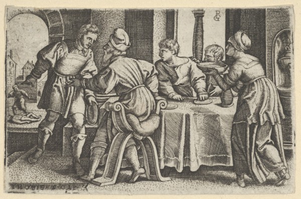 Tobias Leaving the Table, from The Story of Tobias, 1543. Creator: Georg Pencz.