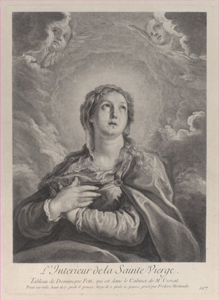 The Virgin, hands folded on her chest, looking upwards, 1729-40. Creator: Frédéric Horthemels.