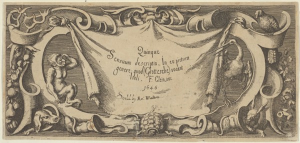 Title Plate, from Quinque Sensuum (Five Senses), ca. 1655. Creator: Francis Cleyn.