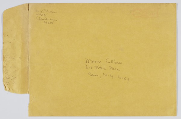 Envelope addressed to Maxine Sullivan, July 7, 1983. Creator: Unknown.