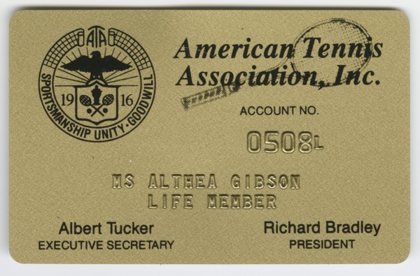 Membership card to the American Tennis Association for Althea Gibson, Aug 1995. Creator: Unknown.