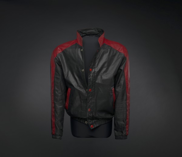 Black and red leather jacket worn by Kurtis Blow, 1981. Creator: Unknown.