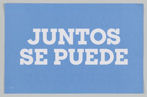 Poster from Women's March on Washington reading "Juntos se puede", 2017. Creator: Unknown.