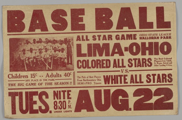 Poster for an All Stars baseball game, 1930s. Creator: Unknown.