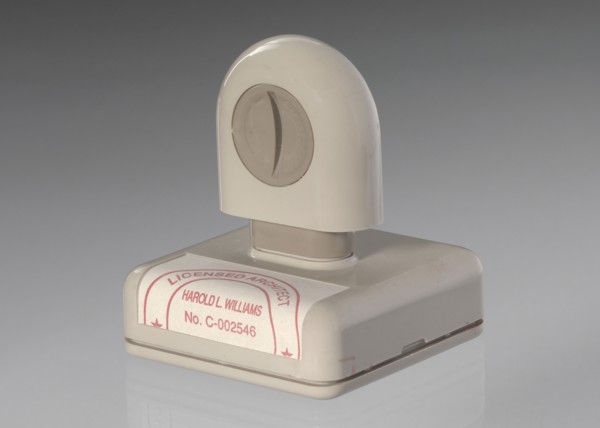 Name stamp for Harold L. Williams, late 20th-early 21st century. Creator: Identity Group, Inc..