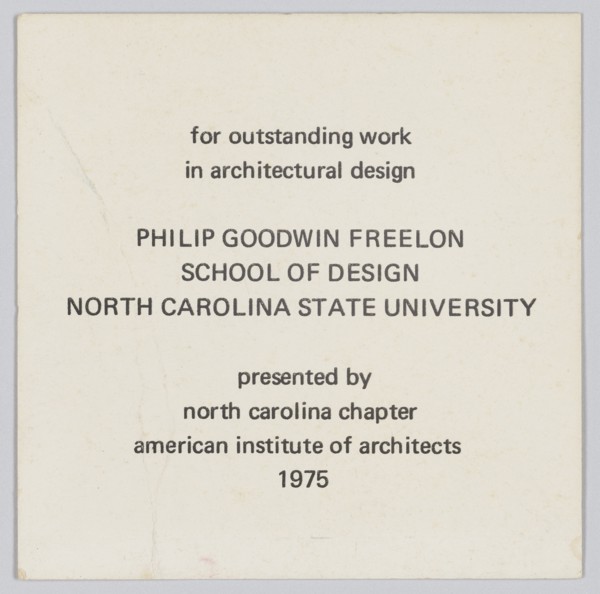 Card honouring Philip Goodwin Freelon, 1975. Creator: Unknown.