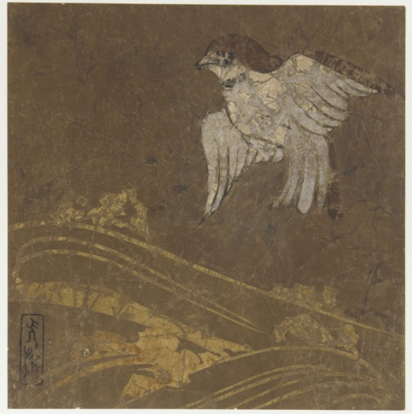 Waves and bird, Edo period, late 16th-early 17th century. Creator: Hon'ami Kôetsu.