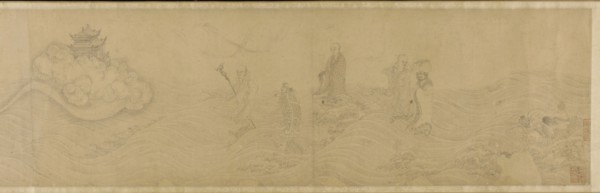 Luohans crossing the sea, Ming dynasty, 15th-16th century. Creator: Unknown.