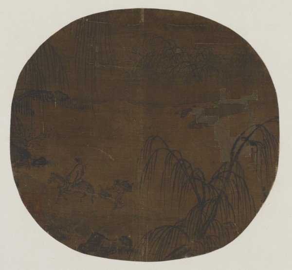 Travelers under willow trees, Yuan or Ming dynasty, 1279-1644. Creator: Unknown.