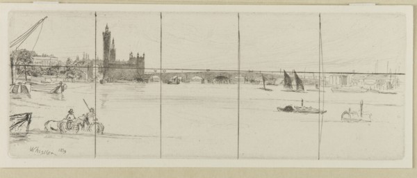 Old Westminster Bridge, 1859. Creator: James Abbott McNeill Whistler.